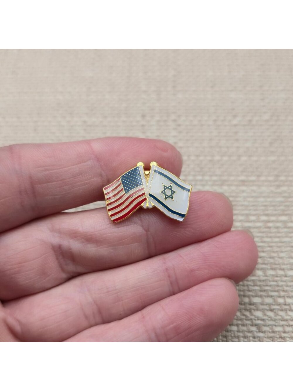 US USA American and Israel Crossed Friendship Double Flag Enamel Lapel Pin A8773